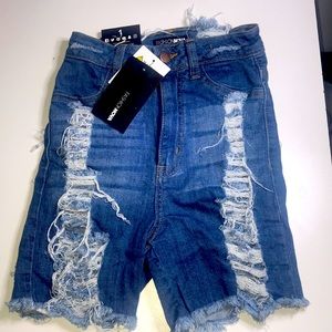 NWT-Distressed Bermuda Jean Shorts